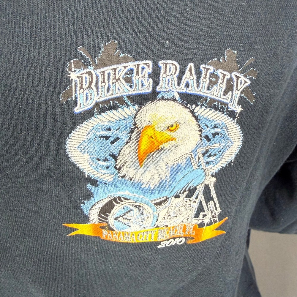Gildan T-Shirt Mens XL 2010 Bike Rally Panama City Beach FL Eagle Graphic Black - Picture 3 of 6